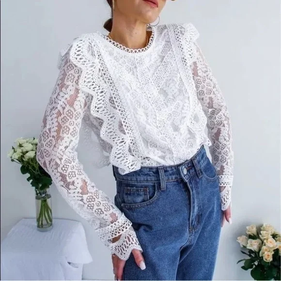 Last 1 L! 5 Star Rated New Bohemian Crochet Top with Back Zipper - Picture 10 of 15